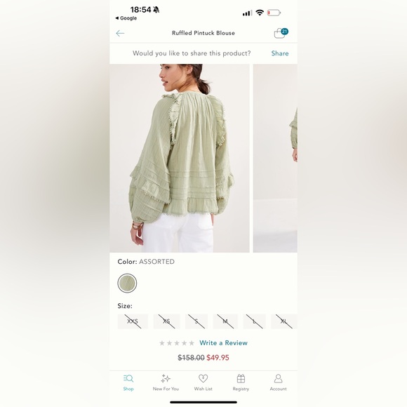 Anthropologie Women's Green Ruffled Blouse love the label size S - Picture 7 of 7